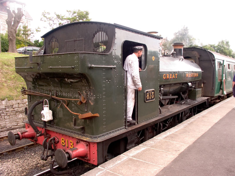 813 waits for departure from Swanage